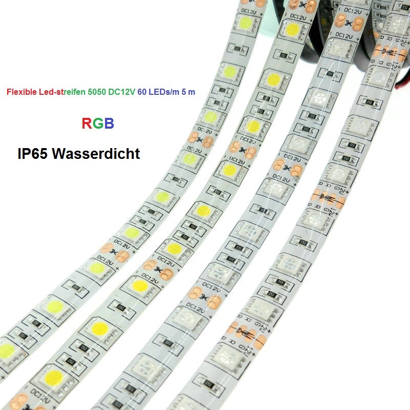 SMD-LED-Strip , 300 LEDs RGB Länge 5 m, weisser Untergrund IP65 