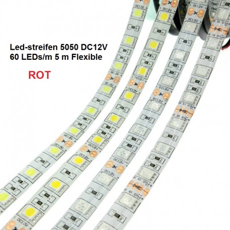 SMD-LED-Strip , 300 LEDs ROT Länge 5 m, weisser Untergrund 
