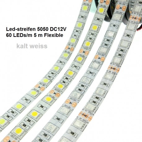 SMD-LED-Strip , 300 LEDs kalt Weiss Länge 5 m, weisser Untergrund 