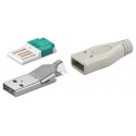 USB A-Stecker zur werkzeugfreien Crimp-Montage inkl. Tülle