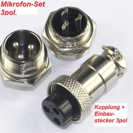 MK3-Set Mikrofonkupplung 3-polig+Einbaustecker