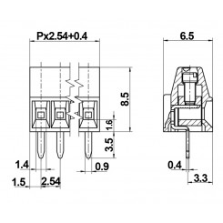 Anschlussklemme Rastermaß 2,54 mm  2 pol