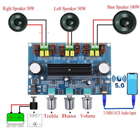 XH-A305 Stereo Audio Bluetooth Amp. 2x50 W + SUB