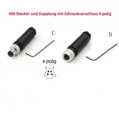 M8-Stecke/Kupplung, 4-polig, Schraubverschluss