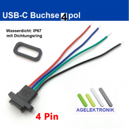 USB-C Buchse 4 pol. 7,5 cm...