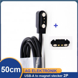 Magnet Stecker/Buchse 2-polig SET Mit USB-A Kabel