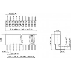Buchsenleiste 2 x 10 polig abgewinkelt Höhe 8 mm
