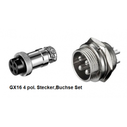 GX16-Stecker,Buchse-Set 4pol.