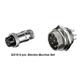 GX16-Stecker,Buchse-Set 8pol.