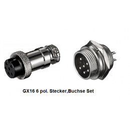 GX16-Stecker,Buchse-Set 6pol.