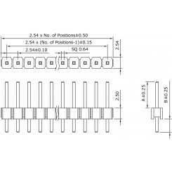 Stiftleiste 1 x 40 pol. gerade RM 2,54 mm Länge 17,8 mm