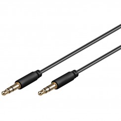 Audio-Video-Kabel 5 m 3-polig slim 3.5 mm Stereo-Stecker - 3.5 mm Stereo-Stecker schwarz