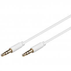Audio-Video-Kabel 3-polig 0,5 m slim 3,5 mm Stereo-Stecker - 3,5 mm Stereo-Stecker weiss